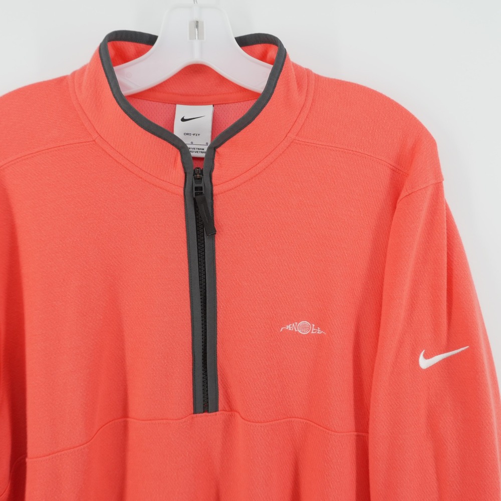 Nike Pullover Mens Large Orange Dri-FIT Quarter Zip Textured Golf Top